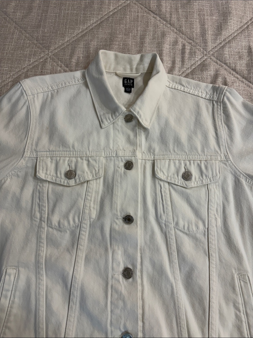 GAP Cream Button-Front Denim Jacket